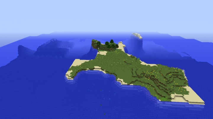 Minecraft 1.9 survival island seed by ocean monument with handful of trees.jpg