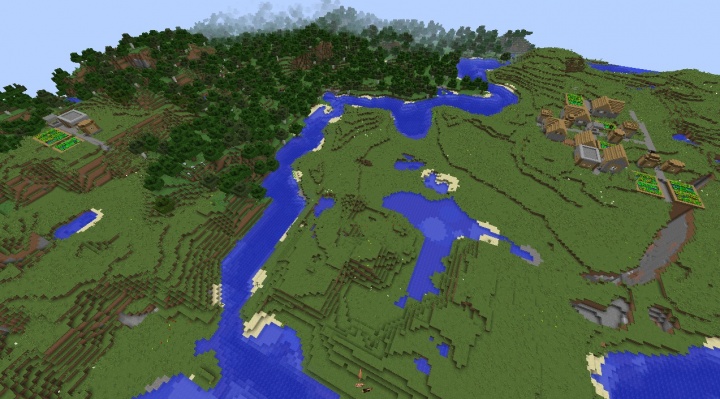 Minecraft village seed 1.8.3 two vilages horses fissure villages forest village water rivers lake.jpg