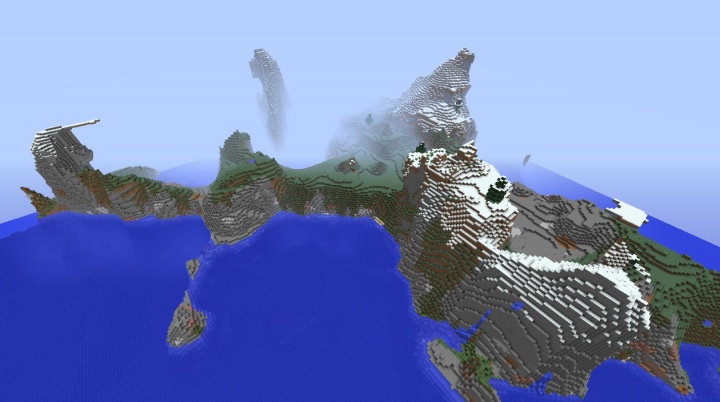 Minecraft Mountain seed 1.8.8 island seed with extreme hills mountains island.jpg