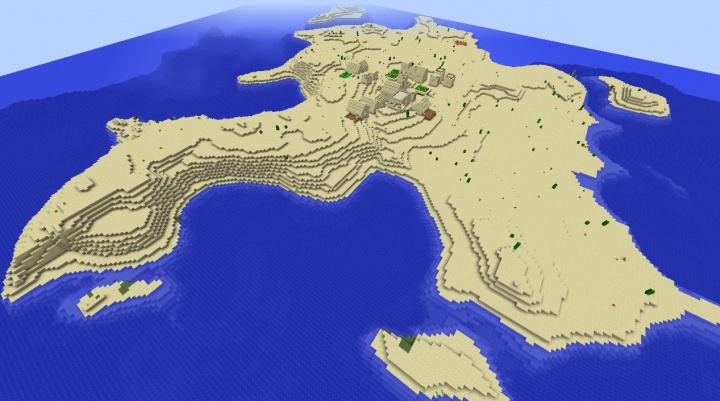 Minecraft island village seed 1.8.3 with desert island and big church dungeons diamonds.jpg